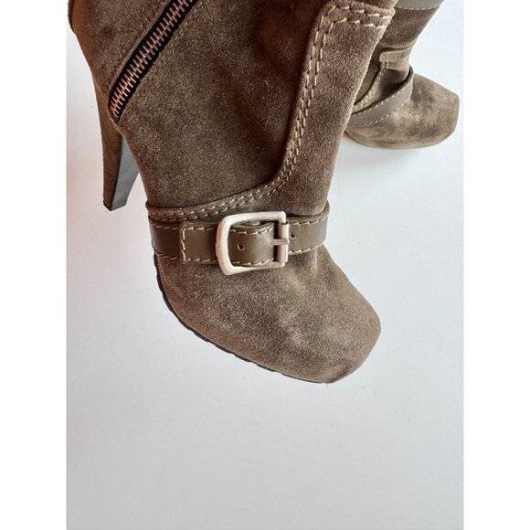 PROENZA SCHOULER Peat Suede Leather Moto Biker Platform Ankle Boots, Size 37.5 - Picture 3 of 16
